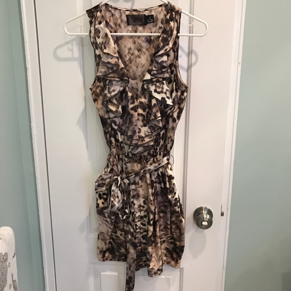 H&M V-neck leopard print dress with sash/belt